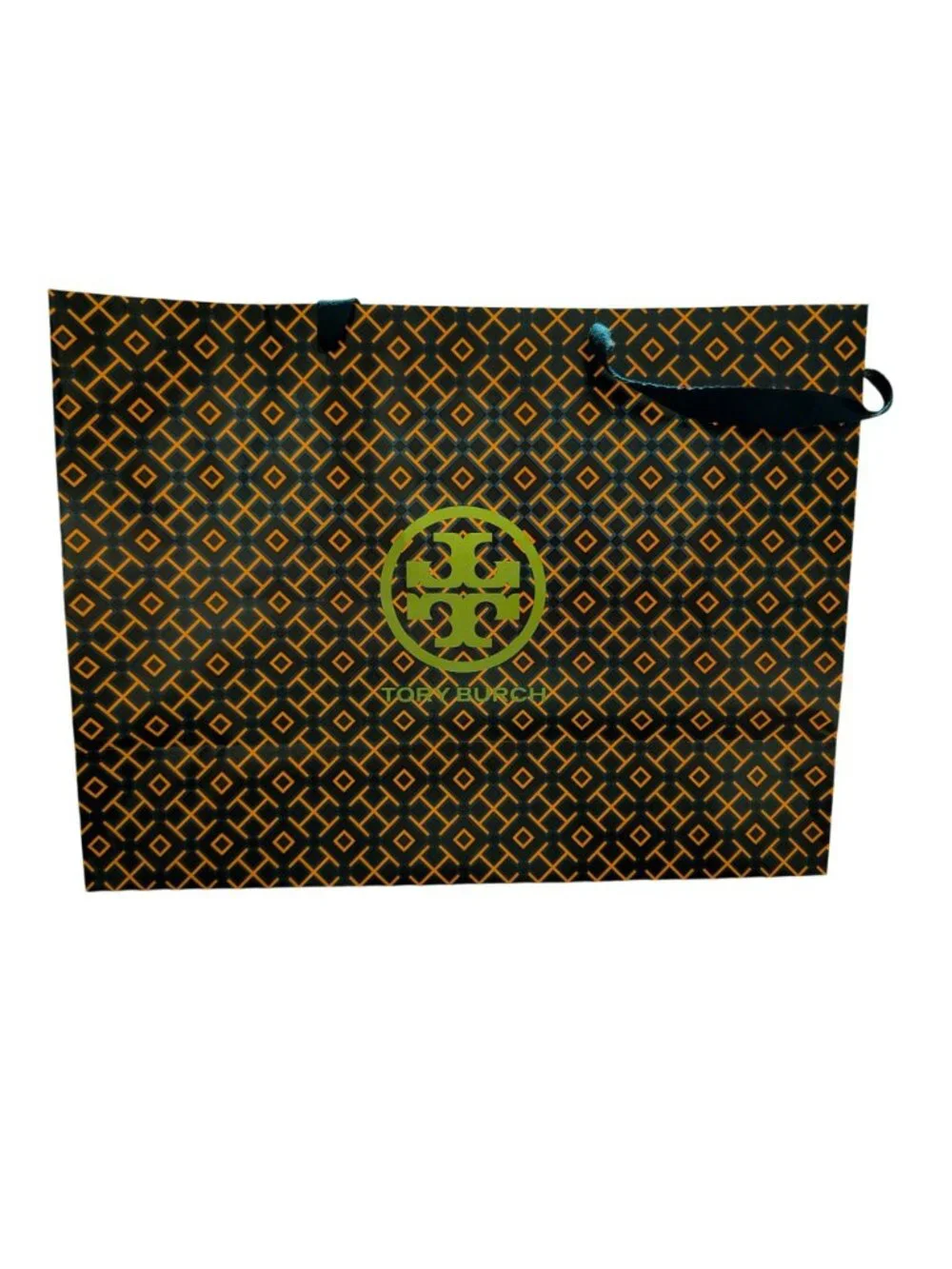Tory Burch Reusable Paper Shopping Bag With Ribbon Handles - Stylish Geometric D